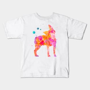 Boston Terrier Dog Watercolor Painting Kids T-Shirt